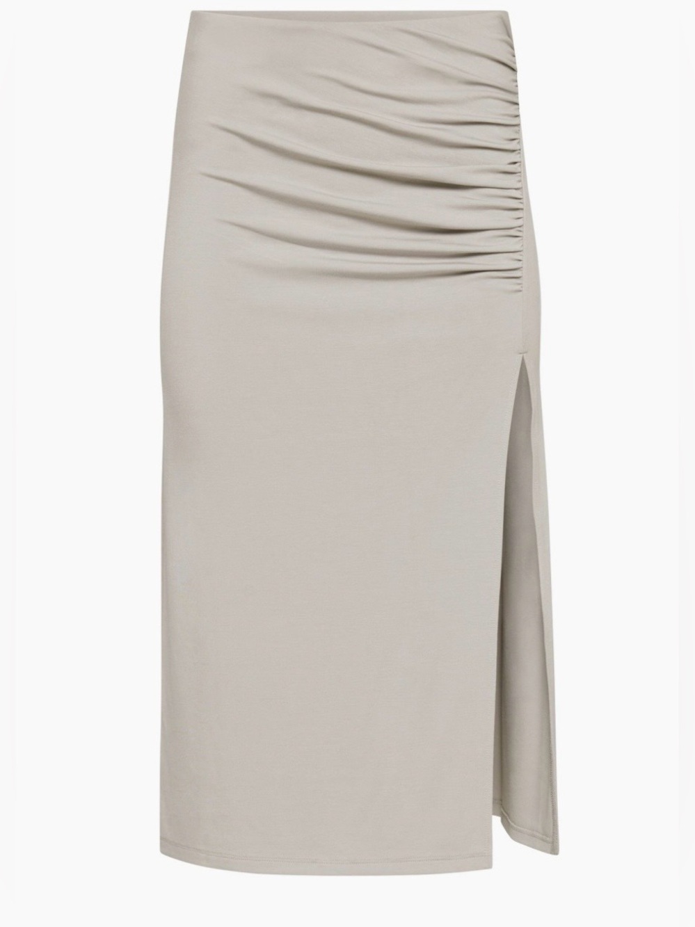 Wilfred Ruched Side Slit Midi Skirt - Light Beige